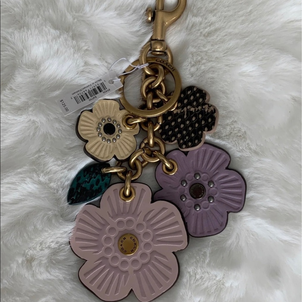 ❌SOLD Coach Tea Rose Mix Bag Charm with Snakeskin